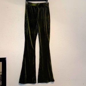 Olive green flare stretchy pants